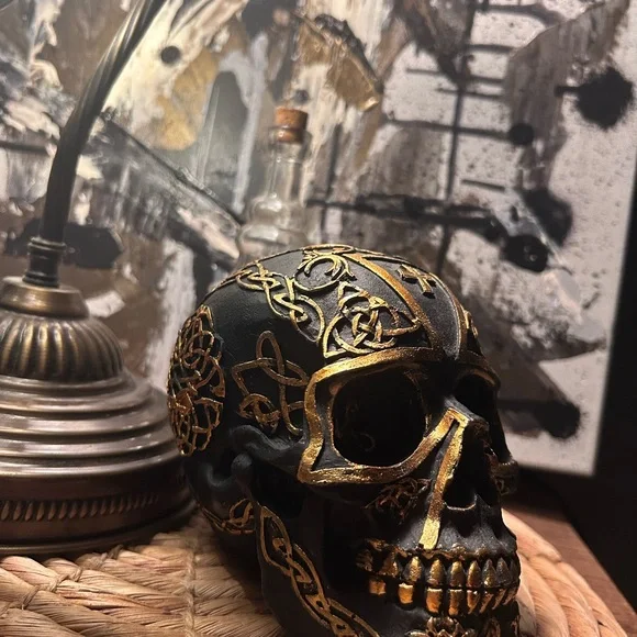 Decorative Black and Gold Skull Accent - Picture 9 of 9